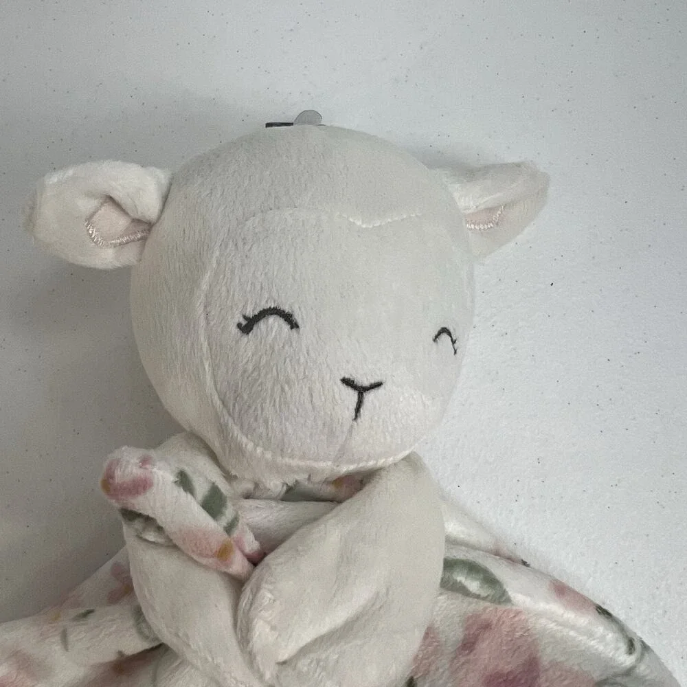 Modern‎ Moments Lamb Lovey Security Blanket Pink White Girl Floral Plush 12